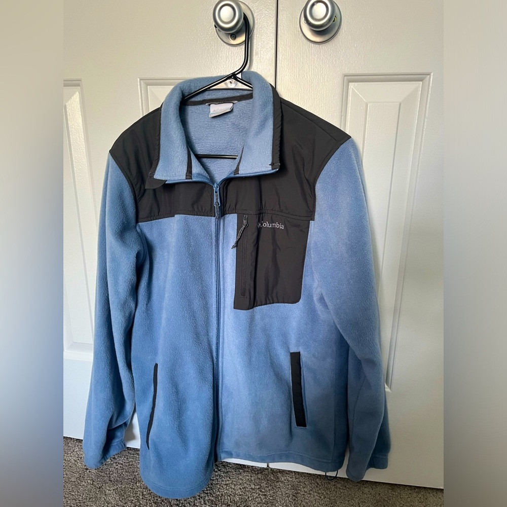 Columbia Men’s Medium Sweater Full Zip Fleece Hiking Jacket Blue
